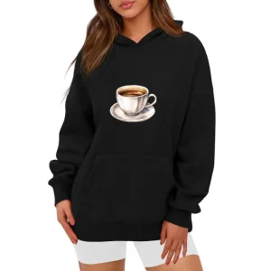 Women's Hooded Pocket Sweatshirt - Coffee